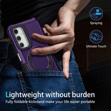 SKALO Samsung A15 5G Armor Hybridi metallirengas kuori - Tumman violetti