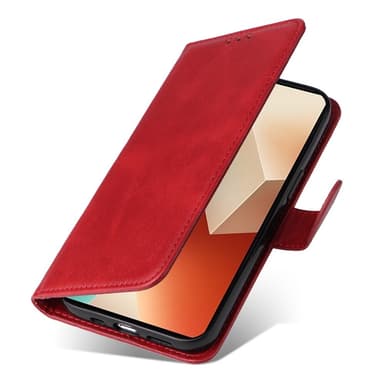 SKALO Xiaomi Redmi Note 13 5G PU-nahkainen Lompakkokotelo - Punainen