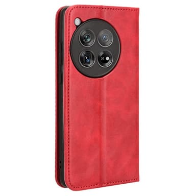 SKALO OnePlus 12R 5G Kohokuvioitu Premium lompakkokotelo - Punainen