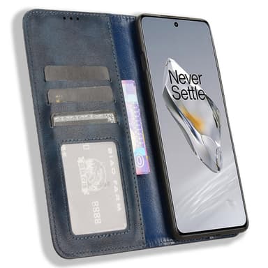 SKALO OnePlus 12R 5G Kohokuvioitu Premium lompakkokotelo - Sininen