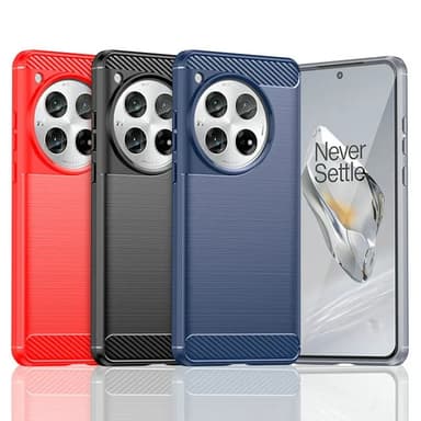 SKALO OnePlus 12R 5G Armor Carbon Iskunkestävä TPU suojakuori - Punainen
