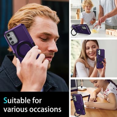SKALO Samsung A15 5G Armor Hybridi metallirengas kuori - Tumman violetti