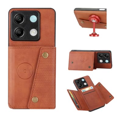 SKALO Xiaomi Redmi Note 13 Pro 5G PU-nahkainen Suojakuori Lompakolla - Ruskea