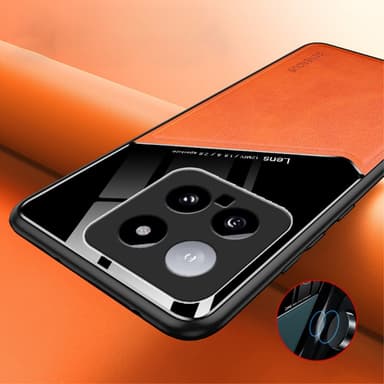 SKALO Xiaomi 14 5G The-V PU Nahka Hybrid Kuori - Oranssi