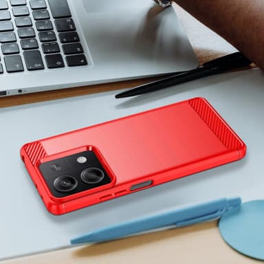 SKALO Xiaomi Redmi Note 13 5G Armor Carbon Iskunkestävä TPU suojakuori - Punainen