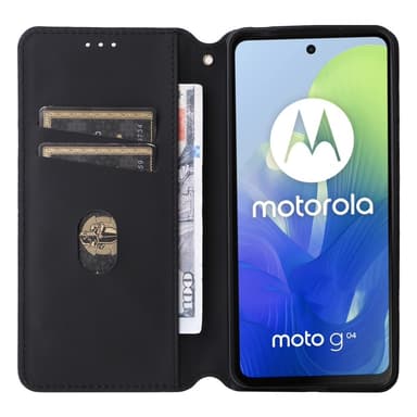 SKALO Motorola Moto G04 Kohokuvioitu PU Nahka Lompakkokotelo - Ruskea