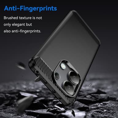 SKALO Xiaomi Redmi Note 13 4G Armor Carbon Iskunkestävä TPU suojakuori - Musta