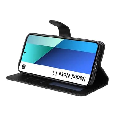 SKALO Xiaomi Redmi Note 13 4G PU-nahkainen Lompakkokotelo - Musta