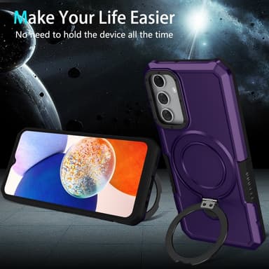 SKALO Samsung A15 5G Armor Hybridi metallirengas kuori - Tumman violetti