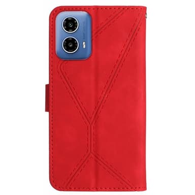 SKALO Motorola Moto G04 Kohokuvioitu PU Nahka Lompakkokotelo - Punainen