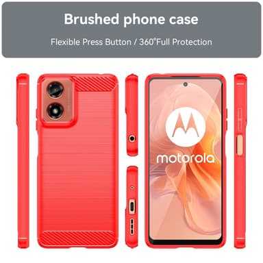 SKALO Motorola Moto G04 Armor Carbon Iskunkestävä TPU suojakuori - Punainen
