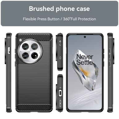 SKALO OnePlus 12 5G Armor Carbon Iskunkestävä TPU suojakuori - Musta