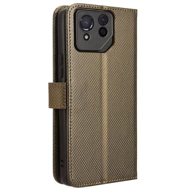 SKALO Asus ROG Phone 8 Pro 5G Premium Mini Rhombus Lompakkokotelo - Ruskea