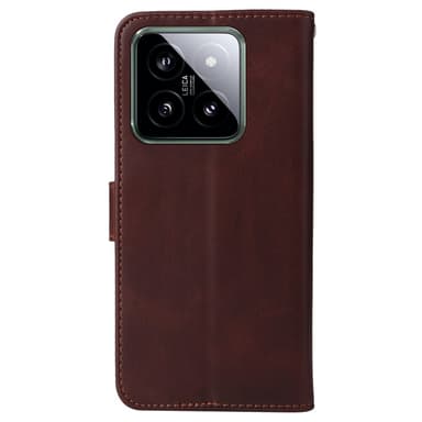 SKALO Xiaomi 14 5G PU-nahkainen Lompakkokotelo - Ruskea
