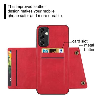 SKALO Samsung A15 5G PU-nahkainen Suojakuori Lompakolla - Ruskea