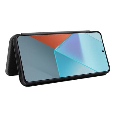 SKALO Xiaomi Redmi Note 13 Pro 5G Carbon Fiber Lompakkokotelo - Musta