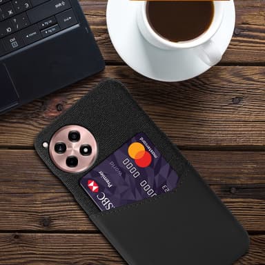 SKALO OnePlus 12R 5G Premium PU Nahka kortinhaltija Suojakuori - Musta