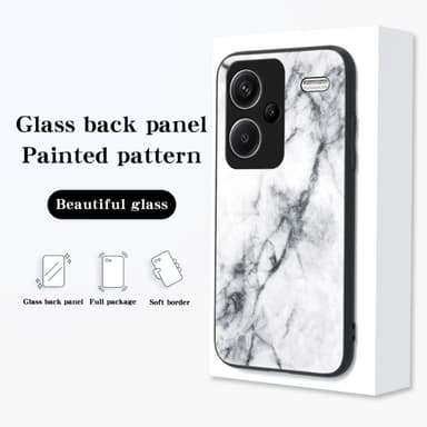 SKALO Xiaomi Redmi Note 13 Pro+ Marmori karkaistu lasi TPU-suojakuori - #1