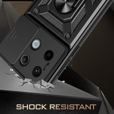 SKALO Xiaomi Redmi Note 13 Pro 5G Armor hybridi metallirengas kameran liukusäädin - Musta