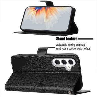 SKALO Samsung A15 5G Mandala lompakkokotelo - Musta