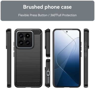 SKALO Xiaomi 14 5G Armor Carbon Iskunkestävä TPU suojakuori - Musta