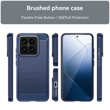 SKALO Xiaomi 14 5G Armor Carbon Iskunkestävä TPU suojakuori - Sininen