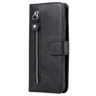 SKALO OnePlus 12 5G Lompakkokotelo PU-nahkaa vetoketjulla - Musta