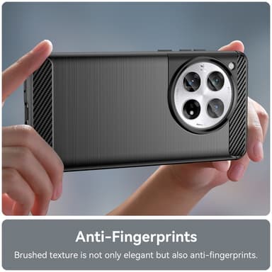 SKALO OnePlus 12 5G Armor Carbon Iskunkestävä TPU suojakuori - Musta
