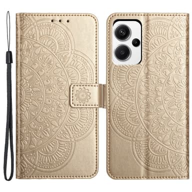 SKALO Xiaomi Redmi Note 13 Pro+ Mandala lompakkokotelo - Kulta