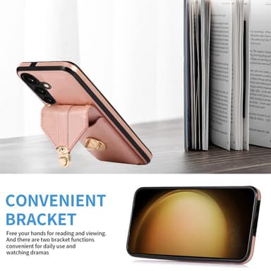 SKALO Samsung A15 5G PU-nahkainen Korttikotelo - Ruusukulta