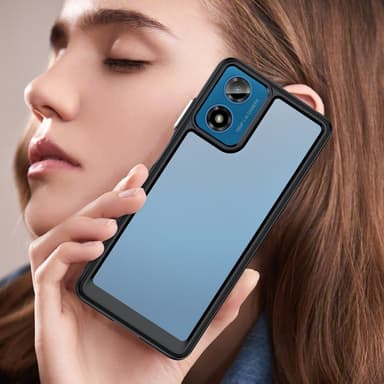 SKALO Motorola Moto G04 Iskunkestävä Clear Hybridi Suojakuori - Musta