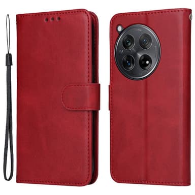 SKALO OnePlus 12R 5G PU-nahkainen Lompakkokotelo - Punainen