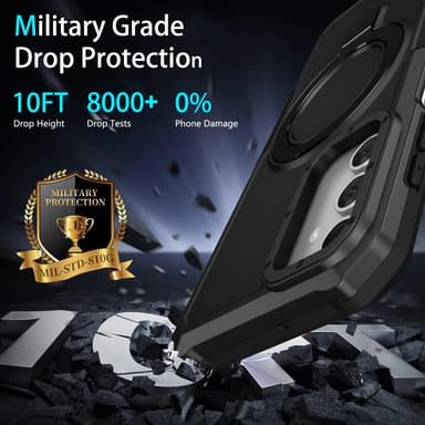SKALO Samsung A15 5G Armor Hybridi metallirengas kuori - Musta