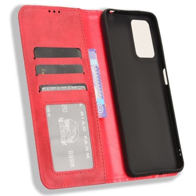 SKALO Motorola Moto G04 Kohokuvioitu Premium lompakkokotelo - Punainen