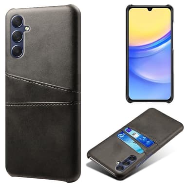 SKALO Samsung A15 5G PU-nahkainen Suojakuori Lompakolla - Musta
