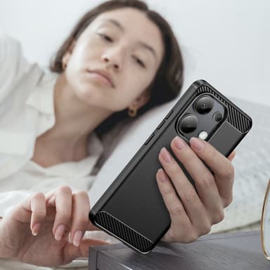 SKALO Xiaomi Redmi Note 13 4G Armor Carbon Iskunkestävä TPU suojakuori - Musta