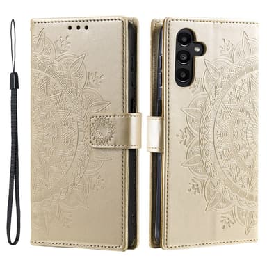 SKALO Samsung A25 5G Mandala lompakkokotelo - Kulta