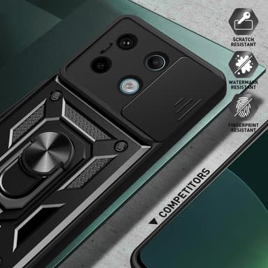 SKALO Xiaomi Redmi Note 13 Pro 5G Armor hybridi metallirengas kameran liukusäädin - Musta