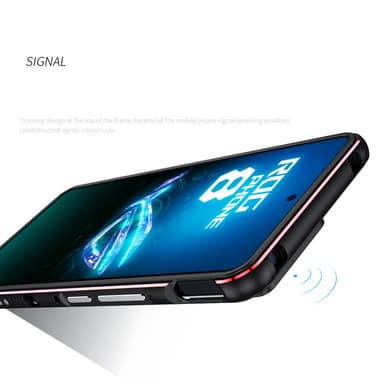 SKALO Asus ROG Phone 8 5G Premium metallikotelo/kehys jossa on kamerasuojaus - Musta