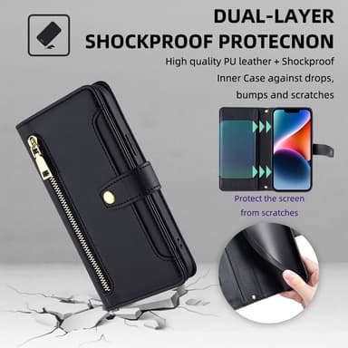 SKALO Xiaomi Redmi Note 13 5G Evelope Clutch 8-Lokeroa - Musta