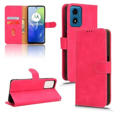 SKALO Motorola Moto G04 Matt PU Nahka lompakkokotelo - Cerise