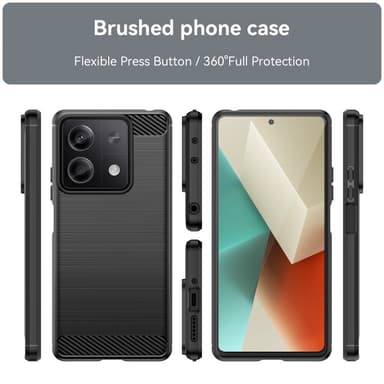 SKALO Xiaomi Redmi Note 13 5G Armor Carbon Iskunkestävä TPU suojakuori - Musta