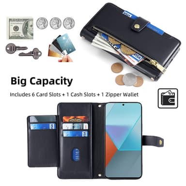 SKALO Xiaomi Redmi Note 13 Pro 5G Evelope Clutch 8-Lokeroa - Musta