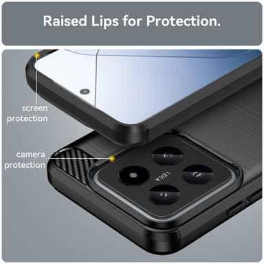 SKALO Xiaomi 14 5G Armor Carbon Iskunkestävä TPU suojakuori - Musta