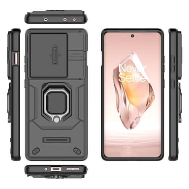 SKALO OnePlus 12R 5G Armor hybridi metallirengas kameran liukusäädin - Musta