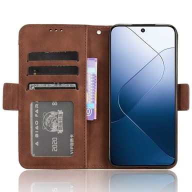SKALO Xiaomi 14 5G 6-lokeroa Lompakkokotelo - Ruskea
