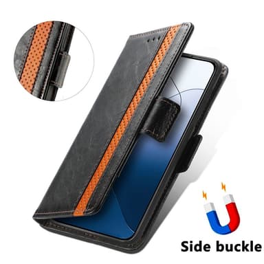 SKALO Xiaomi 14 5G CASENEO 002 Series Premium PU-nahkalompakko - Tummanruskea