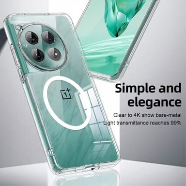 SKALO OnePlus 12 5G TPU Hybrid Magnetic Ring Suojakuori - Läpinäkyvä