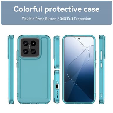 SKALO Xiaomi 14 5G Läpinäkyvä TPU Metal Buttons Suojakuori - Turkoosi