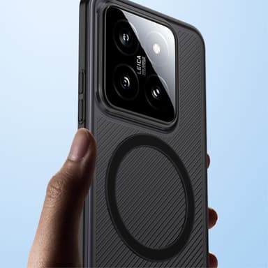 SKALO Xiaomi 14 5G Twill Magnetic Ring Kuori - Valkoinen